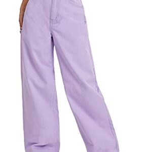 MakeMeChic Women's Casual High Waist Jeans Wide Leg Denim Pants Purple M