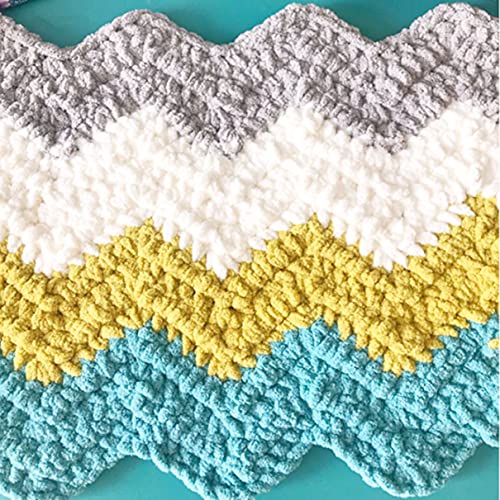 2 Pack Chenille Yarn,Multicolor Stripes Fluffy Fuzzy Bulky Thick Polyester Velvet Blanket Yarn for Crochet Knitting DIY Craft Pillow Bag Doll Making Multi 10# Total 220 Yards