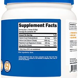 Nutricost Calcium Magnesium Zinc with Vitamin D3 Powder, 60 Servings (Unflavored) - Calcium (1000 MG) Magnesium (420 MG) Zinc (16.5 MG) Vitamin D3 (30 MCG) - Gluten Free, Non-GMO