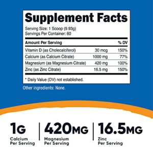 Nutricost Calcium Magnesium Zinc with Vitamin D3 Powder, 60 Servings (Unflavored) - Calcium (1000 MG) Magnesium (420 MG) Zinc (16.5 MG) Vitamin D3 (30 MCG) - Gluten Free, Non-GMO