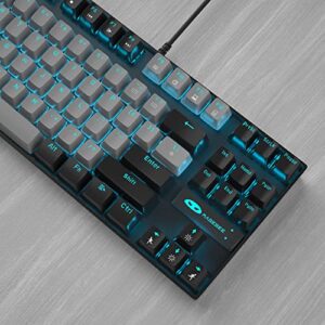 MageGee 75% Mechanical Gaming Keyboard with Blue Switch, LED Blue Backlit Keyboard, 87 Keys Compact TKL Wired Computer Keyboard for Windows Laptop PC Gamer - Grey/Black