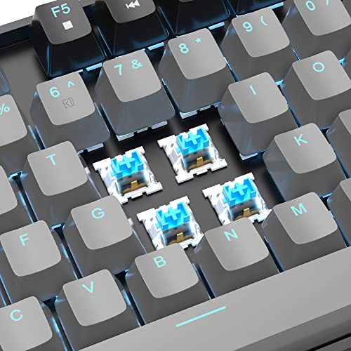 MageGee 75% Mechanical Gaming Keyboard with Blue Switch, LED Blue Backlit Keyboard, 87 Keys Compact TKL Wired Computer Keyboard for Windows Laptop PC Gamer - Grey/Black