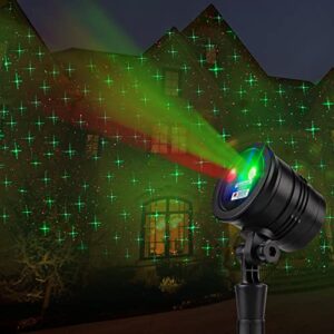 christmas projector lights outdoor, led christmas laser lights landscape spotlight red and green star show waterproof with remote decorative patterns for indoor outdoor garden patio wall holiday