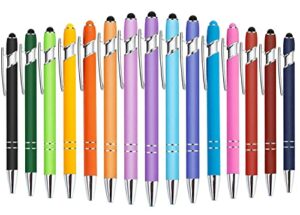 xccj 15 pieces ballpoint pens with stylus tip, metal pen stylus for touch screens, black ink ballpoint pen colorful for office school stationery supplies