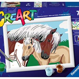 Ravensburger CreArt Mother/Foal Paint by Numbers Kit for Kids - Painting Arts and Crafts for Ages 7 and Up
