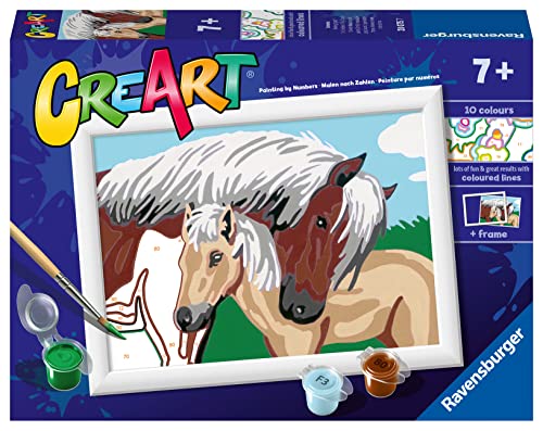 Ravensburger CreArt Mother/Foal Paint by Numbers Kit for Kids - Painting Arts and Crafts for Ages 7 and Up