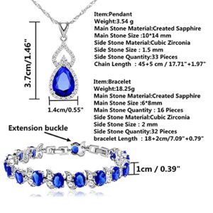 LMXXVJ Women Jewelry Set Platinum Plated Necklace Open Ring Earrings Bracelet Set,Birthday/Anniversary Mother’s Day Jewelry Gifts for Mom/Wife/Sister/Best Friend (blue, Adjustable)