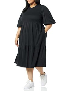 amazon aware women's organic cotton fit and flare dress (available in plus size) (previously amazon aware), black, large