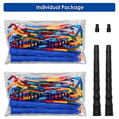 Kingcolor Double Dutch Jump Rope 16 FT 2 Pack Long Jump Rope,Plastic Segmented Beaded Diy Jump Rope, Suitable for Children and Adults, Long Enough for 5-6 Jumpers (Blue)