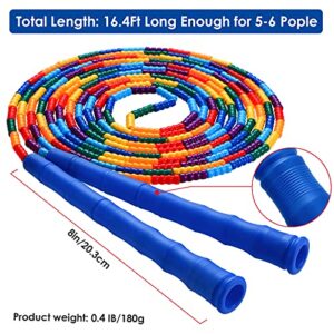 Kingcolor Double Dutch Jump Rope 16 FT 2 Pack Long Jump Rope,Plastic Segmented Beaded Diy Jump Rope, Suitable for Children and Adults, Long Enough for 5-6 Jumpers (Blue)