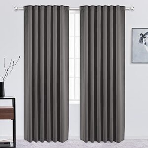 wontex blackout curtains 52 x 84 inch length, grey - thermal insulated room darkening back tab and rod pocket window curtains for living room and bedroom, set of 2 curtain panels