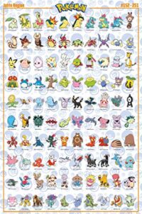 pokemon - tv show/gaming poster (100 johto region pokemon) (size: 24" x 36")