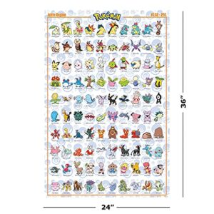 Pokemon - TV Show/Gaming Poster (100 Johto Region Pokemon) (Size: 24" x 36")