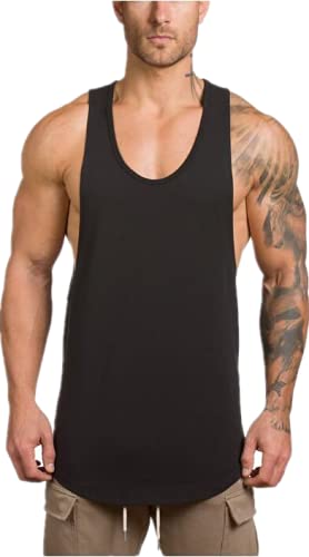 Muscle Killer 3 Pack Men's Muscle Gym Workout Stringer Tank Tops Bodybuilding Fitness T-Shirts (Black+Apricot+Dark Purple, Medium)