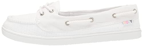 Roxy Women's Ahoy Slip On Boat Shoe Sneaker, White, 7