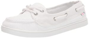 roxy women's ahoy slip on boat shoe sneaker, white, 7