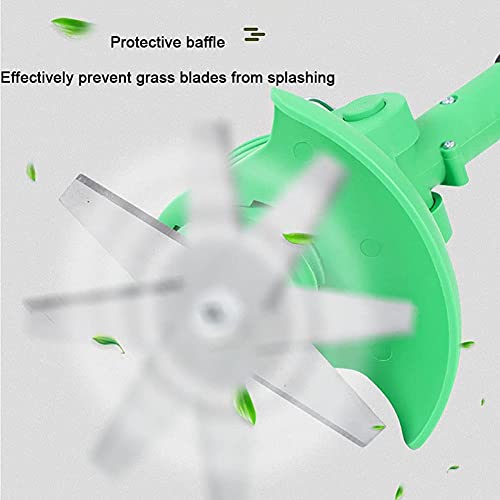 Guoguoba 24V Cordless Grass Cutter with Spare Metal Blades Electric Lawn Trimmer Weed Eater Cordless String Trimmers Telescopic Handle Garden Weed Trimmer Tool for String Mower Garden Edger-Green