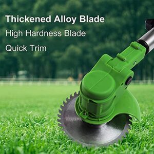 Guoguoba 24V Cordless Grass Cutter with Spare Metal Blades Electric Lawn Trimmer Weed Eater Cordless String Trimmers Telescopic Handle Garden Weed Trimmer Tool for String Mower Garden Edger-Green