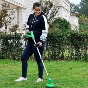 Guoguoba 24V Cordless Grass Cutter with Spare Metal Blades Electric Lawn Trimmer Weed Eater Cordless String Trimmers Telescopic Handle Garden Weed Trimmer Tool for String Mower Garden Edger-Green