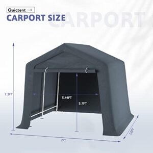 Quictent 7x12ft Heavy Duty Outdoor Storage Shed Portable Garage Shelter Motorcycle Shelter Storage Shelter Outdoor Shed for Patio Furniture, Lawn Mower, and Bike Storage-Dark Gray