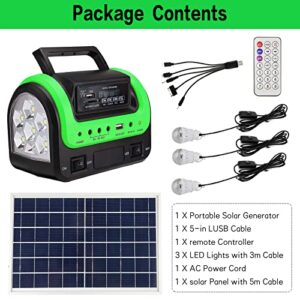 Solar Generator - Portable with Panel, Solar Power Generators Station Flashlight, Emergency Powered for Home Use Camping Hunting Emergency(Green)