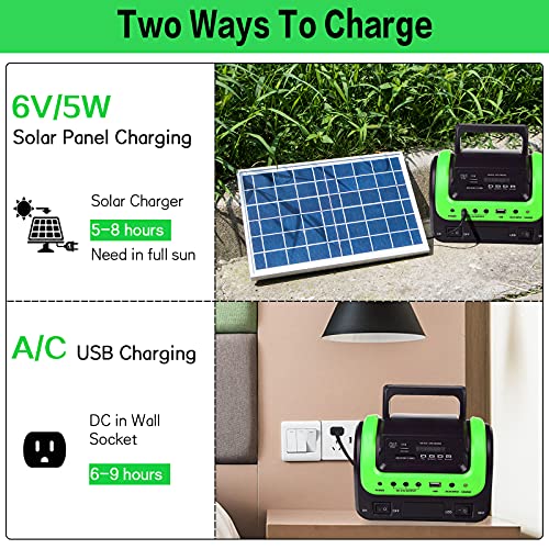 Solar Generator - Portable with Panel, Solar Power Generators Station Flashlight, Emergency Powered for Home Use Camping Hunting Emergency(Green)