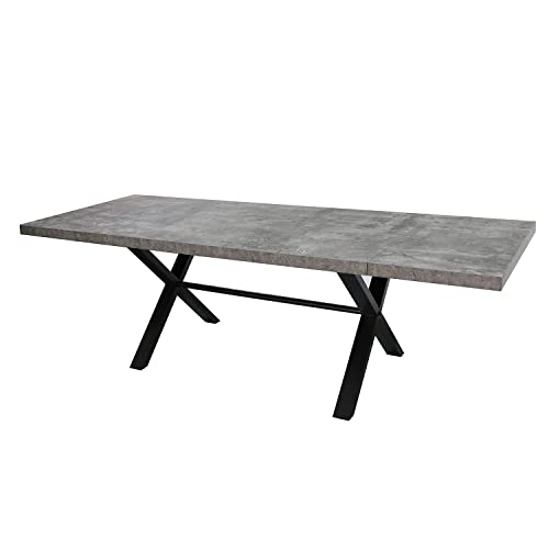 Acanva Expandable Dining Table for 6-8 Seat, Modern Rectangle Design with Extension Leaf for Kitchen Restaurant, Thicker Top and Carbon Steel Pedestal, 74.9''(+40)Wx37''Dx30''H, Dark Grey