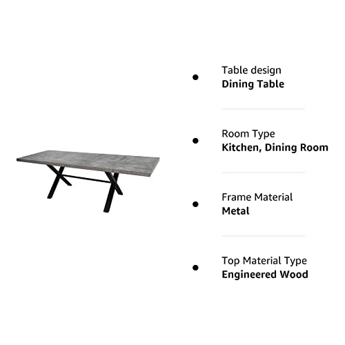 Acanva Expandable Dining Table for 6-8 Seat, Modern Rectangle Design with Extension Leaf for Kitchen Restaurant, Thicker Top and Carbon Steel Pedestal, 74.9''(+40)Wx37''Dx30''H, Dark Grey