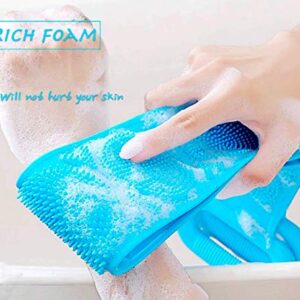 YOVECATHOU Silicone Bath Towel Back Brush Scrubber Exfoliating Scrub Body Wash Dual Side Super Soft, Deep Cleaning for Men Women Kids