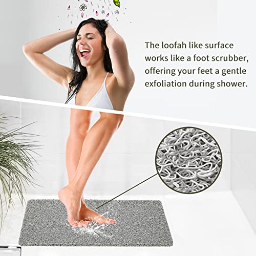 Rzoysia 0.6" Thick No Suction Cups Non Slip Shower Mat, 16"x27.5", Two Colors Design Anti-Dirty Bathtub PVC Loofah Massage Foot Mat for Bathroom, Quick Drying, Anti-Fatigue