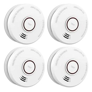 lshome 4 pack smoke detector fire alarms 9v battery operated photoelectric sensor smoke alarms easy to install with light sound warning, test button,9v battery included fire safety for home hotel