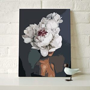 Tucocoo Lady Head Flower Picture Paint by Numbers for Adults Modern Style Oil Paint by Numbers Figure Lady Paint by Numbers for Adults Fashion Acrylic Oil Painting Set Without Frame-16''W x 20‘’H