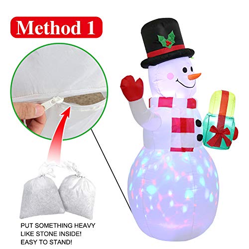 OurWarm 5FT Christmas Inflatables Outdoor Decorations, Inflatable Snowman Blow Up Yard Decorations with Rotating LED Lights for Indoor Outdoor Christmas Holiday Yard Garden Lawn Decor