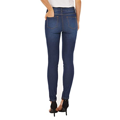 LOUEERA Womens Stretchy Jeans, Mid-Rise Skinny Jegging for Women Trendy Classic Slim Fit Boyfriend Denim Pants with Pockets (Dark Denim, 0)