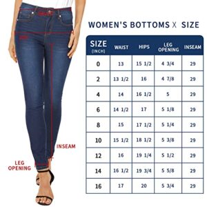 LOUEERA Womens Stretchy Jeans, Mid-Rise Skinny Jegging for Women Trendy Classic Slim Fit Boyfriend Denim Pants with Pockets (Dark Denim, 0)