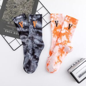 Aluo Socks Unisex Adult Sockshosiery Dye Letter V Designer Socks Fashion Trend Hip Hop Socks (White),One Size