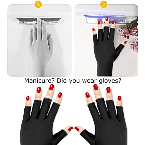 Pimoys Anti UV Gloves for Nail Lamp Light UPF50+ Manicure Gloves UV Protection Gloves Fingerless UV Light Gloves for Gel Nail Lamp Hand UV Protection Gloves
