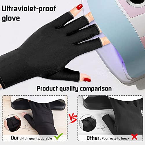 Pimoys Anti UV Gloves for Nail Lamp Light UPF50+ Manicure Gloves UV Protection Gloves Fingerless UV Light Gloves for Gel Nail Lamp Hand UV Protection Gloves