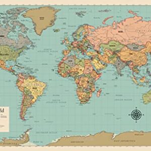 World Map Poster Chart [Tan/Color] (Laminated, 18” x 29”)