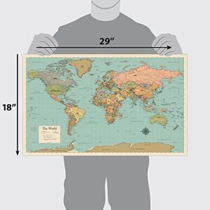 World Map Poster Chart [Tan/Color] (Laminated, 18” x 29”)