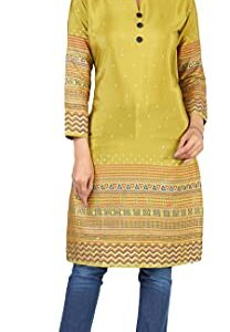 Indian Tunic Tops for Women Long India Kurta Party Wear Silk Kurtis (Green, 3XL)