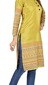 Indian Tunic Tops for Women Long India Kurta Party Wear Silk Kurtis (Green, 3XL)