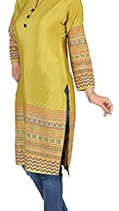 Indian Tunic Tops for Women Long India Kurta Party Wear Silk Kurtis (Green, 3XL)