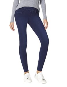 hue women's super soft stretch high rise denim leggings, no side seams