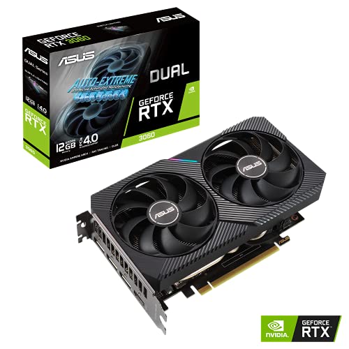 ASUS Dual NVIDIA GeForce RTX 3060 V2 OC Edition 12GB GDDR6 Gaming Graphics Card (PCIe 4.0, 12GB GDDR6 Memory, HDMI 2.1, DisplayPort 1.4a, 2-Slot, Axial-tech Fan Design, 0dB Technology)