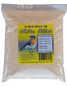 desert valley premium white millet proso seeds - wild bird food- cardinal, finch & more (3-pounds)