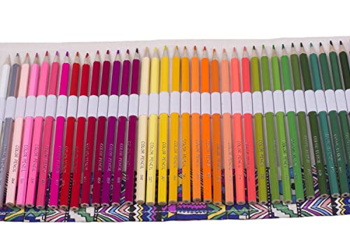 WRITENBACO Colored Pencils Set 72Count for Adult Coloring Books Artist Sketch Premier Drawing Pencils with Handmade Canvas Pencil Wrap Pencil Sharpener and Pencil Extender Bohemia Style FC002