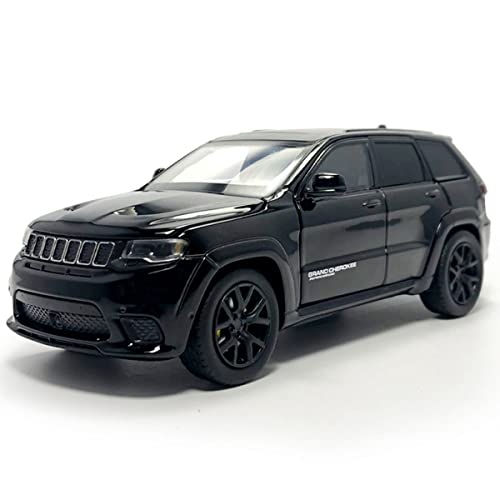 Grand Cherokee Trackhawk Toy Car Diecast Model Car 1/32 Scale SUV Vehicle Metal Zinc Alloy Casting, Light Sound, 4 Doors Open, Boys Toys Kids Birthday Gifts Mens Collection, Black