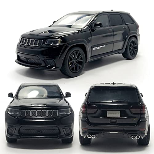 Grand Cherokee Trackhawk Toy Car Diecast Model Car 1/32 Scale SUV Vehicle Metal Zinc Alloy Casting, Light Sound, 4 Doors Open, Boys Toys Kids Birthday Gifts Mens Collection, Black