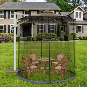 FEPITO Patio Umbrella Mosquito Netting with 2 Doors for 7.5FT to 11FT Outdoor Offset Umbrellas Table Screen Accommodate Up to 8 People(Not Include Umbrella)